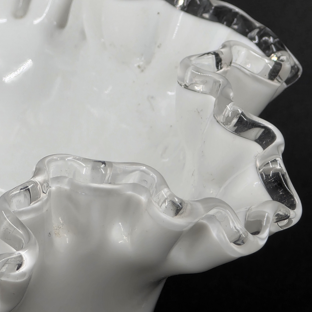 Fenton White Glass Ruffled Edge Compote - Picture 5 of 7